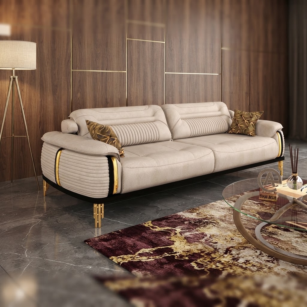 1 Modern Luxury 3-Seater Sofa - Image 1